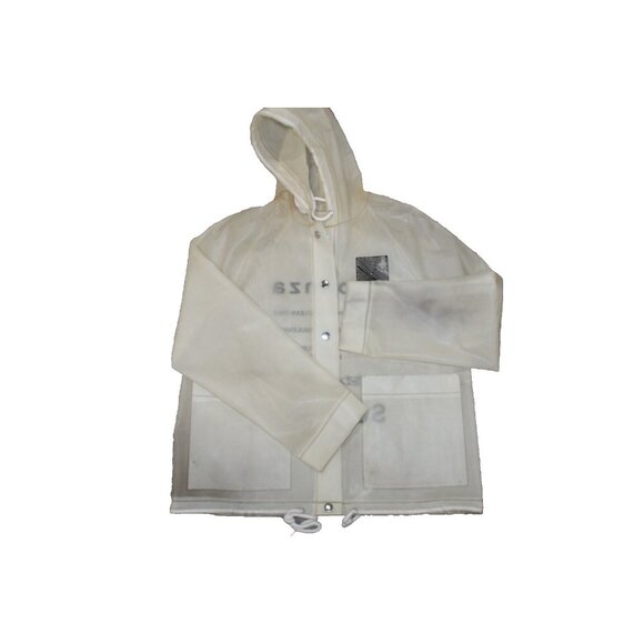 PROENZA SCHOULER Pocket Detail Rain Jacket Snap Clear Hooded Coat One Size OS - Picture 11 of 14